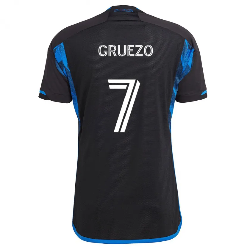 Danxen Heren Carlos Gruezo #7 Blauw Zwart Thuisshirt Thuistenue 2024/25 T-Shirt