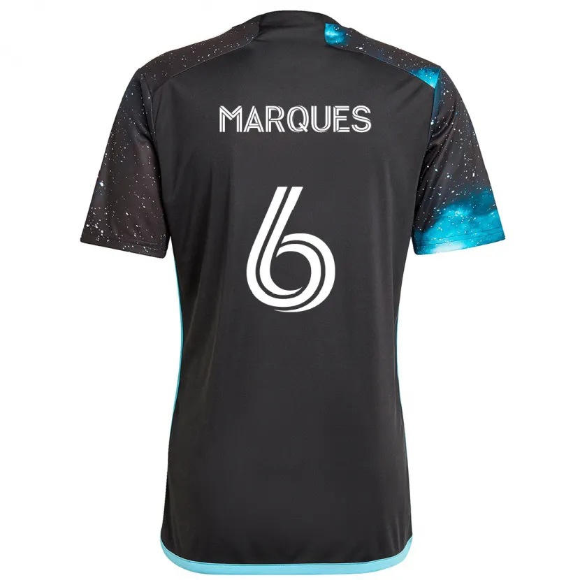 Danxen Heren Mikael Marqués #6 Zwart Blauw Thuisshirt Thuistenue 2024/25 T-Shirt