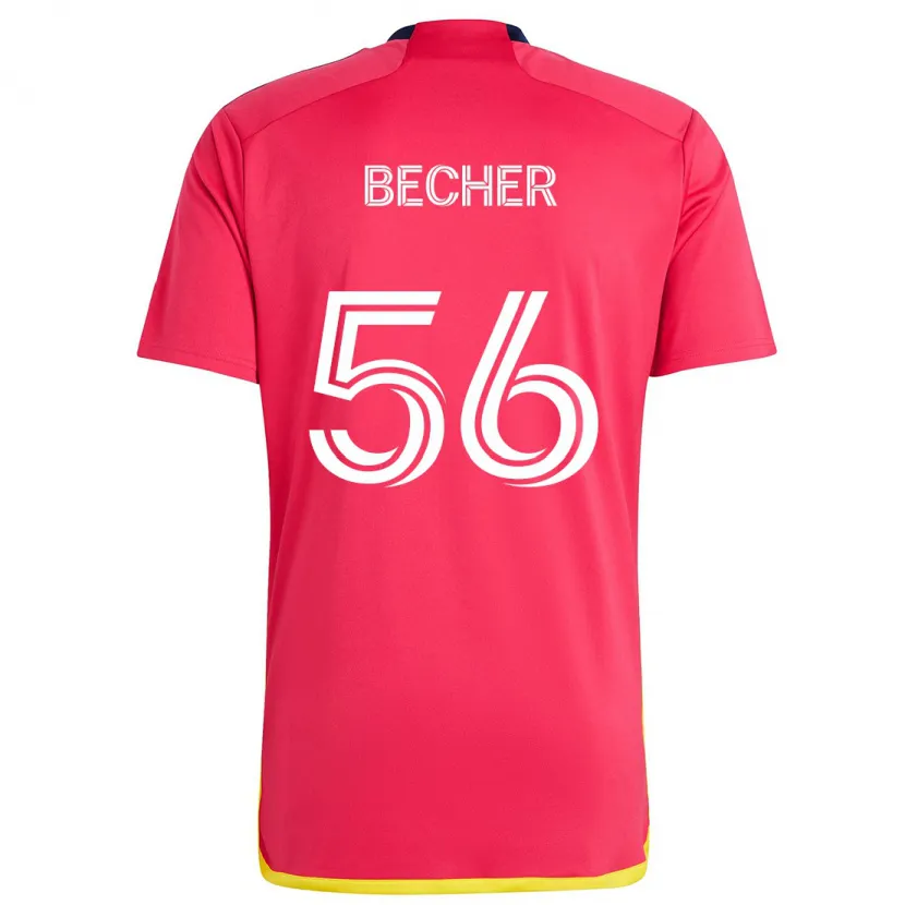 Danxen Heren Ryan Becher #56 Rood Blauw Thuisshirt Thuistenue 2024/25 T-Shirt