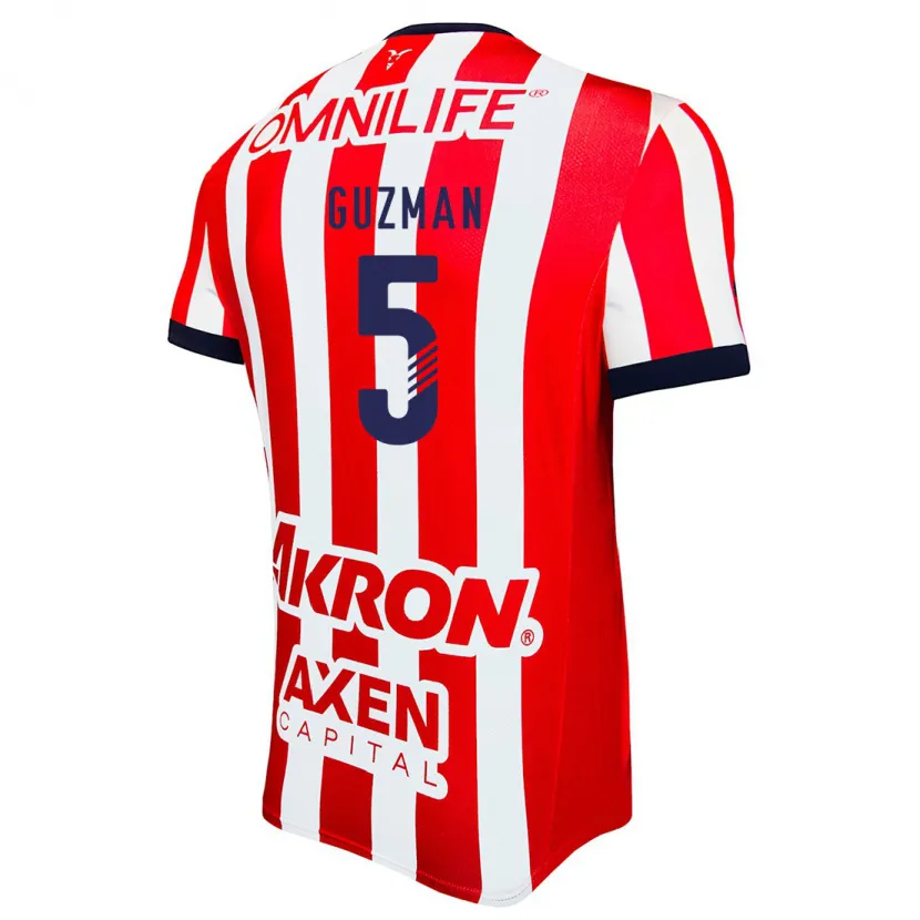 Danxen Heren Víctor Guzmán #5 Rood Wit Blauw Thuisshirt Thuistenue 2024/25 T-Shirt