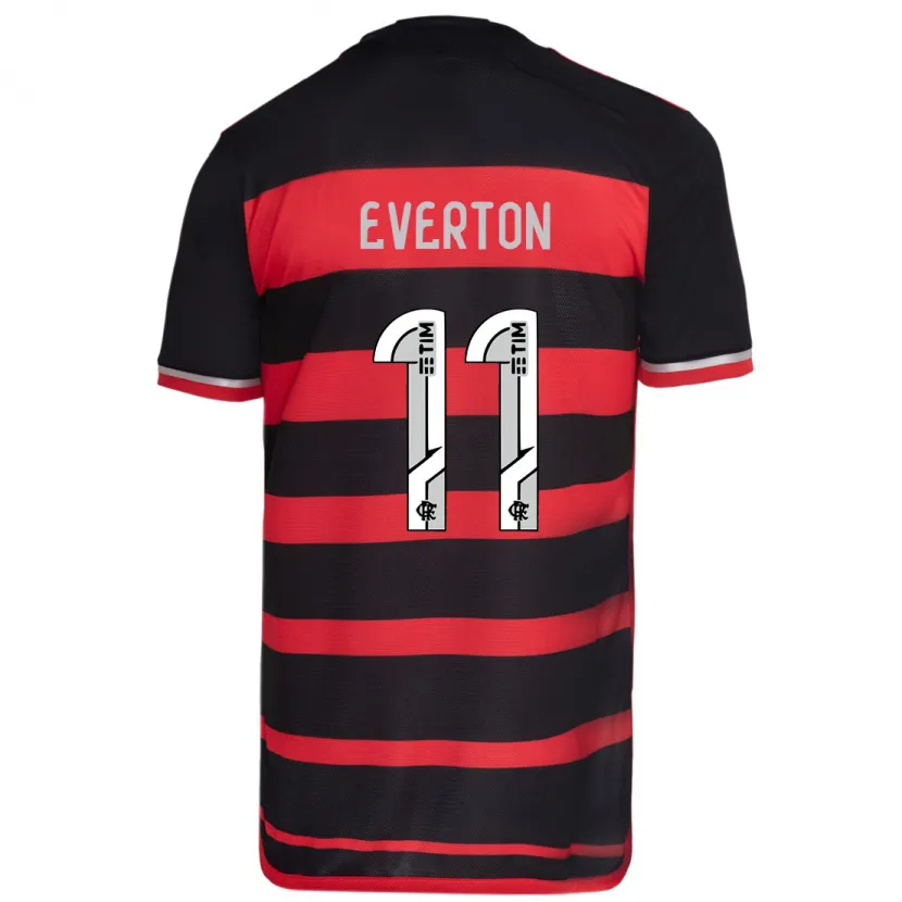 Danxen Heren Everton #11 Rood Zwart Thuisshirt Thuistenue 2024/25 T-Shirt