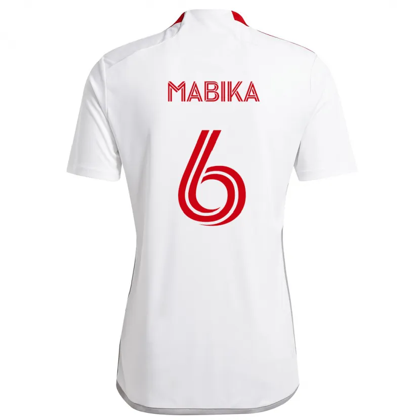 Danxen Heren Aimé Mabika #6 Wit Rood Uitshirt Uittenue 2024/25 T-Shirt