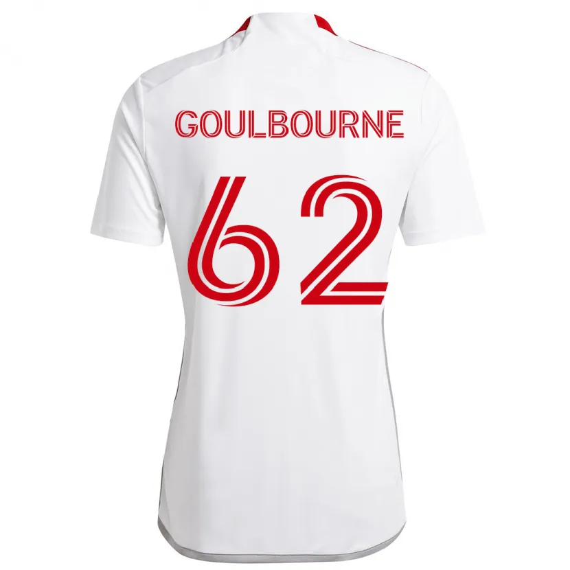 Danxen Heren Rohan Goulbourne #62 Wit Rood Uitshirt Uittenue 2024/25 T-Shirt