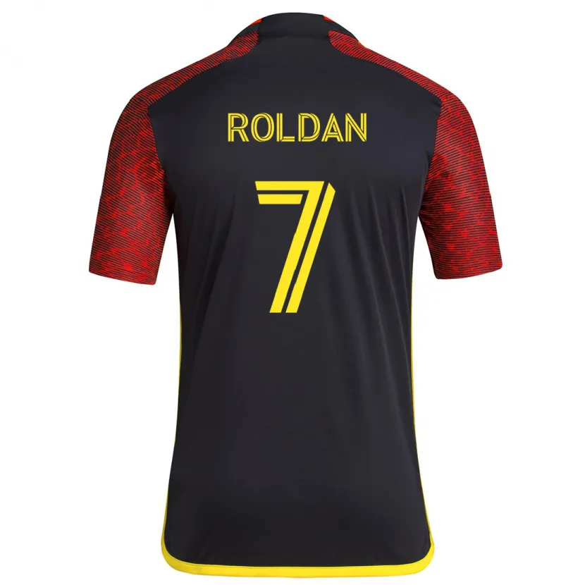 Danxen Heren Cristian Roldán #7 Rood Zwart Uitshirt Uittenue 2024/25 T-Shirt