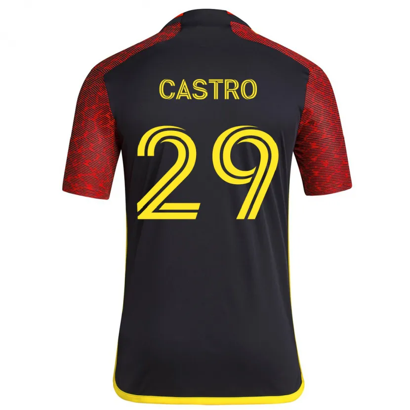 Danxen Heren Jacob Castro #29 Rood Zwart Uitshirt Uittenue 2024/25 T-Shirt