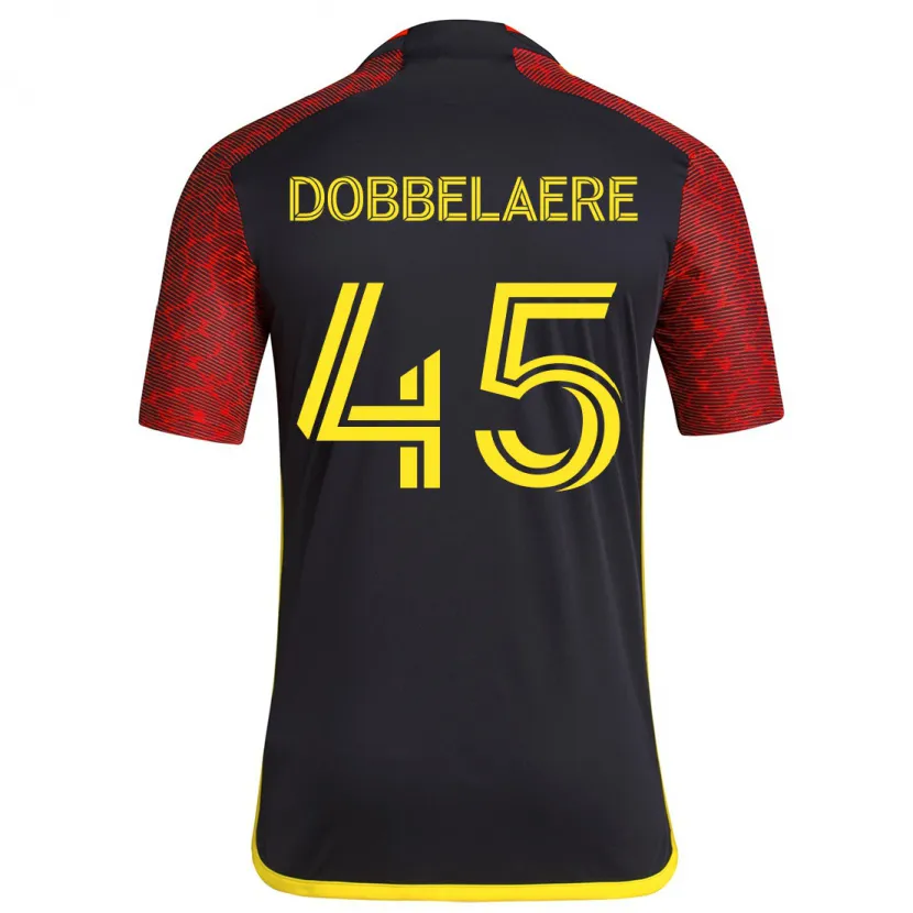 Danxen Heren Ethan Dobbelaere #45 Rood Zwart Uitshirt Uittenue 2024/25 T-Shirt