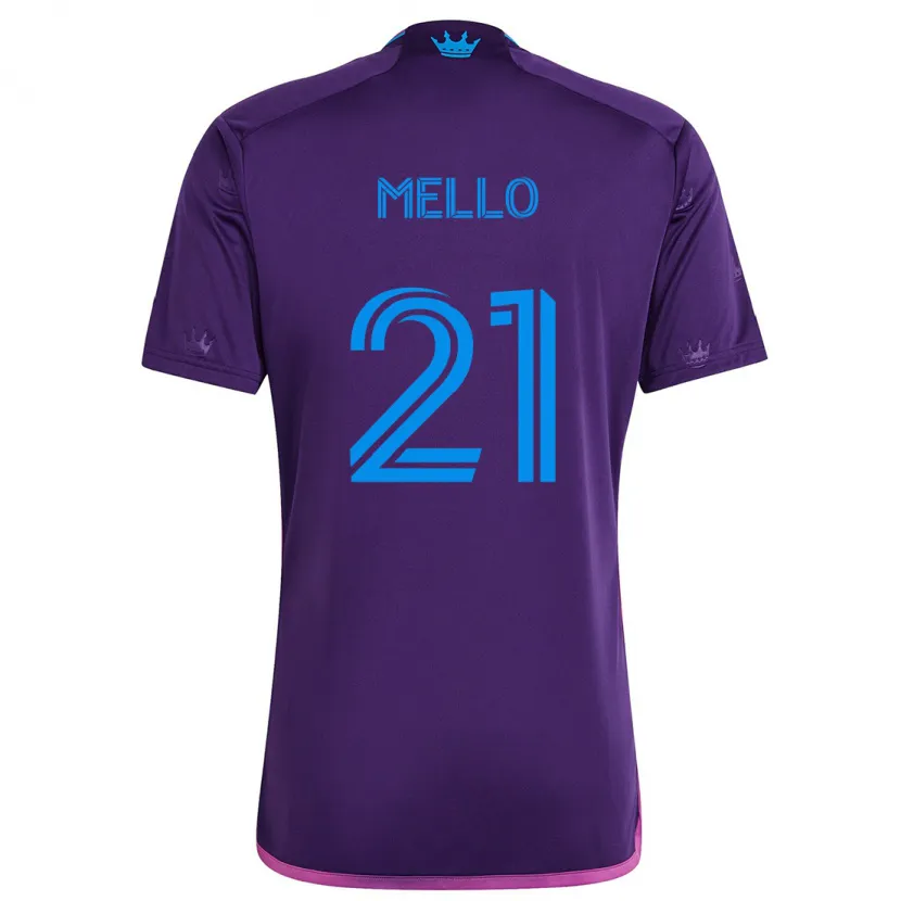 Danxen Heren Vinicius Mello #21 Paarsblauw Uitshirt Uittenue 2024/25 T-Shirt