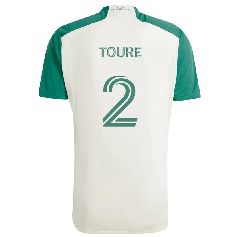 Danxen Heren Cheick Touré #2 Bruine Kleuren Groen Uitshirt Uittenue 2024/25 T-Shirt