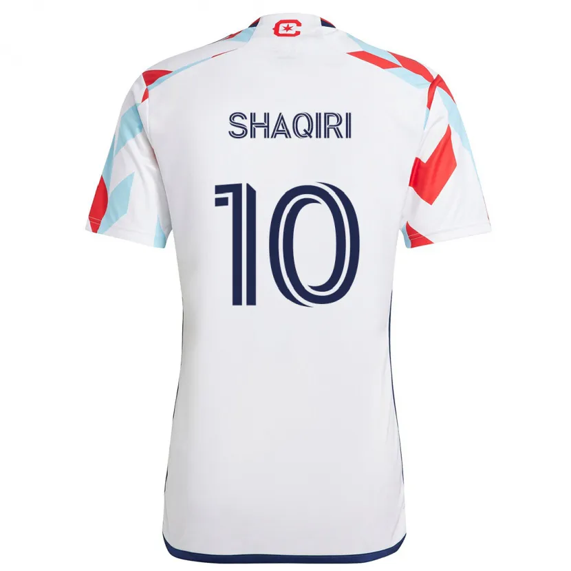 Danxen Heren Xherdan Shaqiri #10 Wit Rood Blauw Uitshirt Uittenue 2024/25 T-Shirt