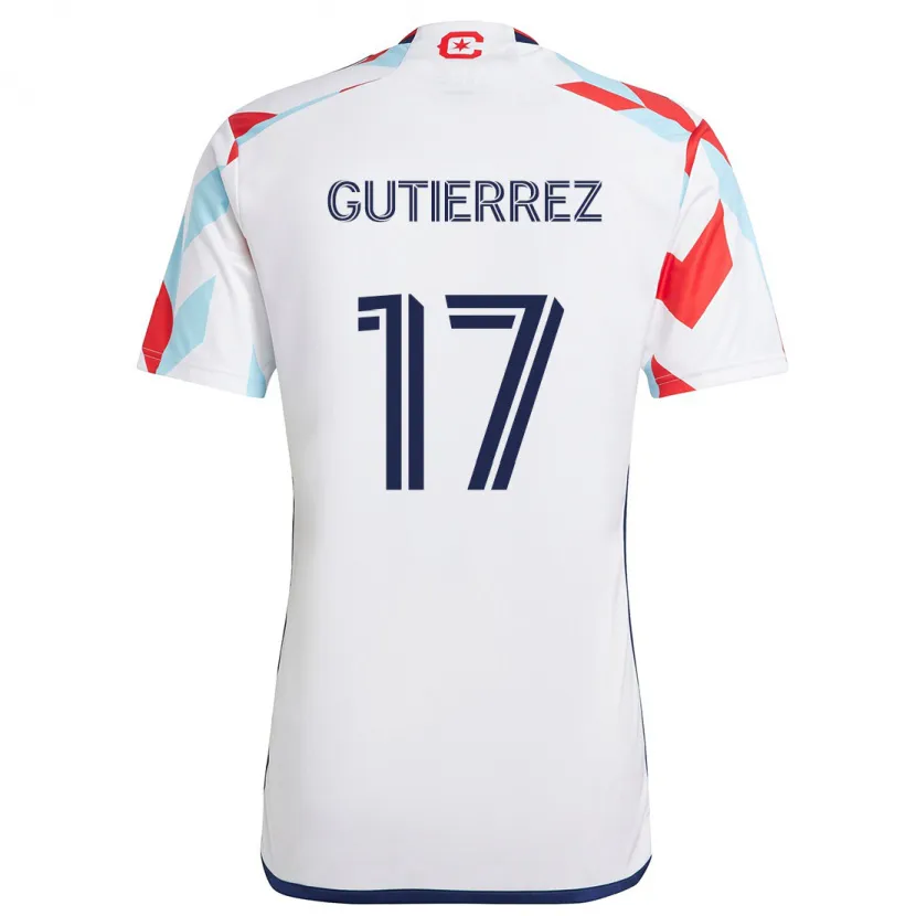 Danxen Heren Brian Gutiérrez #17 Wit Rood Blauw Uitshirt Uittenue 2024/25 T-Shirt