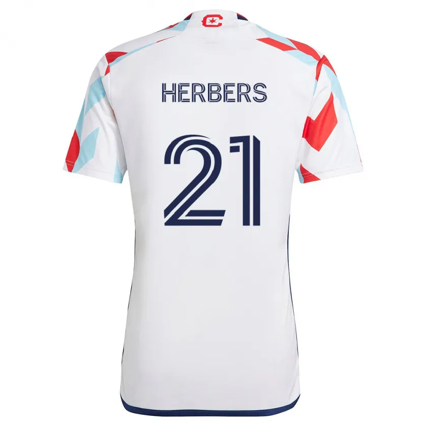 Danxen Heren Fabian Herbers #21 Wit Rood Blauw Uitshirt Uittenue 2024/25 T-Shirt