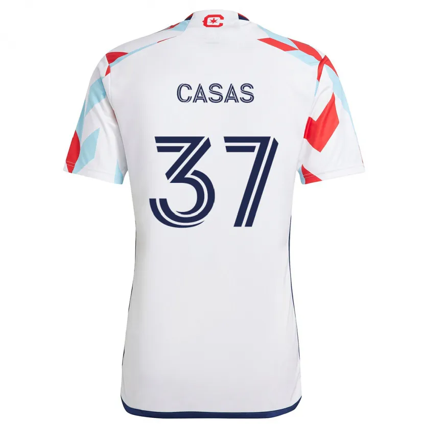 Danxen Heren Javier Casas #37 Wit Rood Blauw Uitshirt Uittenue 2024/25 T-Shirt