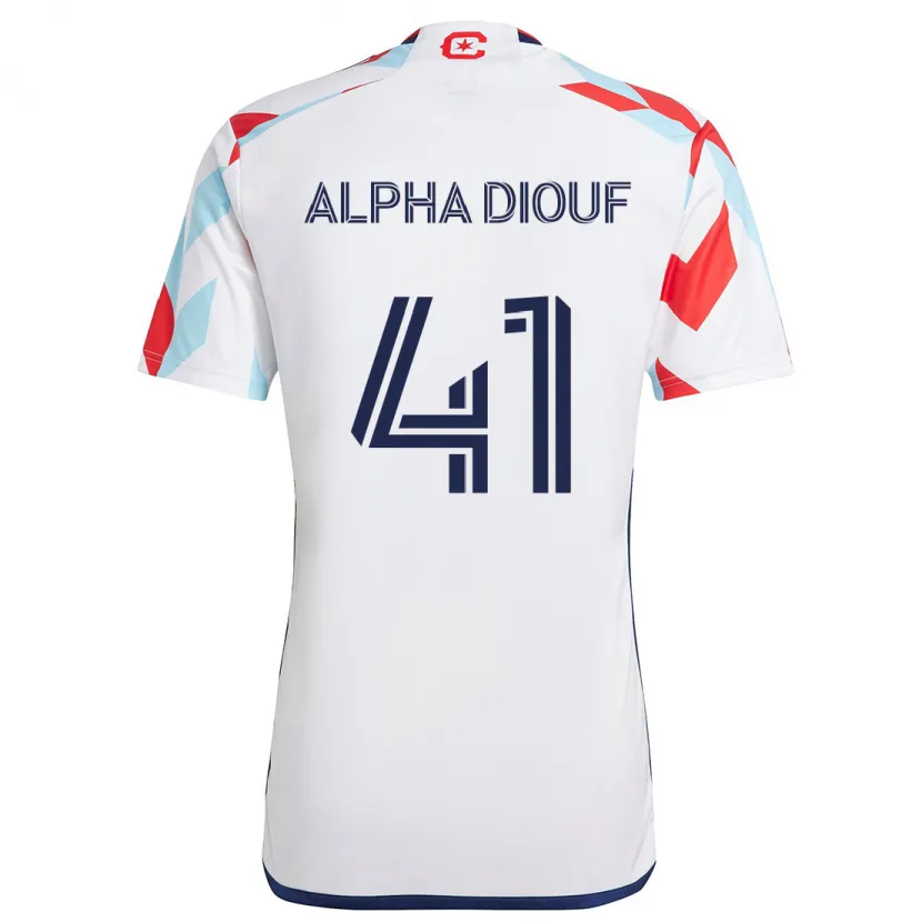 Danxen Heren Jean Alpha Diouf #41 Wit Rood Blauw Uitshirt Uittenue 2024/25 T-Shirt