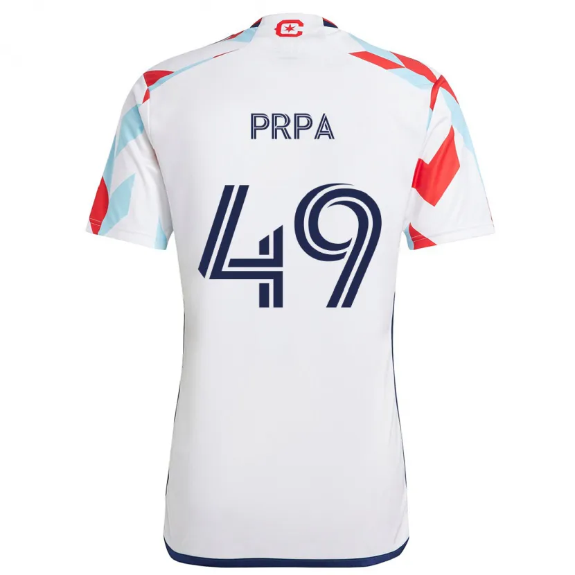 Danxen Heren Luka Prpa #49 Wit Rood Blauw Uitshirt Uittenue 2024/25 T-Shirt