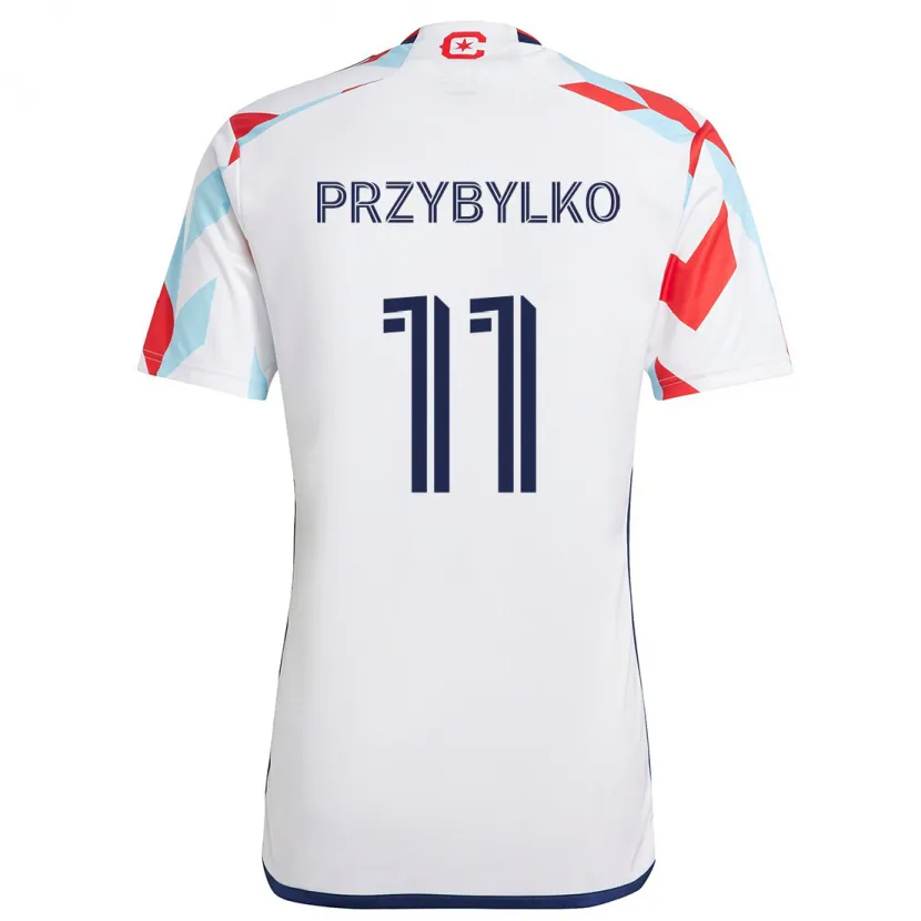 Danxen Heren Kacper Przybylko #11 Wit Rood Blauw Uitshirt Uittenue 2024/25 T-Shirt