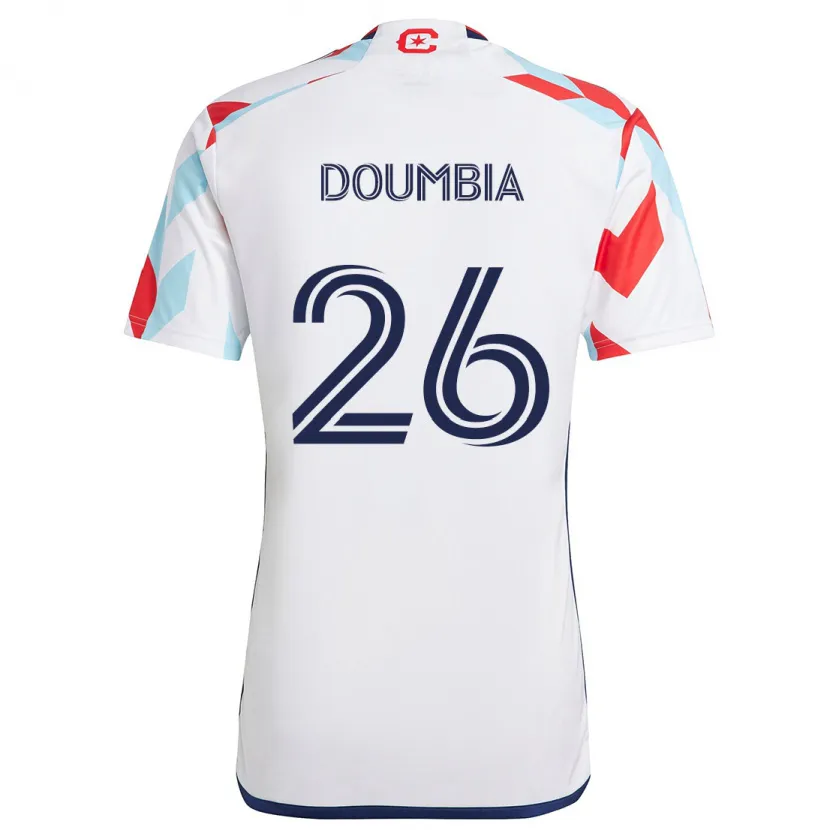 Danxen Heren Ousmane Doumbia #26 Wit Rood Blauw Uitshirt Uittenue 2024/25 T-Shirt