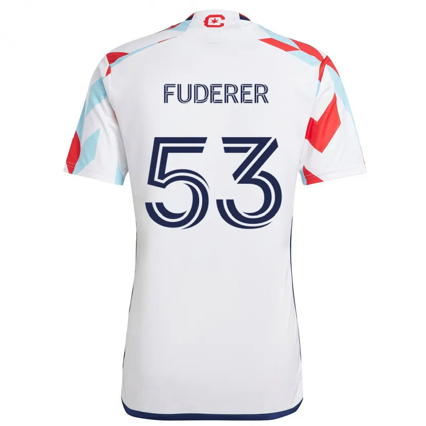 Danxen Heren Jake Fuderer #53 Wit Rood Blauw Uitshirt Uittenue 2024/25 T-Shirt