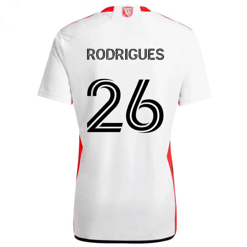 Danxen Heren Rodrigues #26 Wit Rood Uitshirt Uittenue 2024/25 T-Shirt