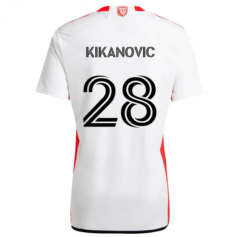 Danxen Heren Benjamin Kikanović #28 Wit Rood Uitshirt Uittenue 2024/25 T-Shirt