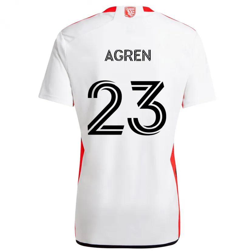 Danxen Heren Oskar Agren #23 Wit Rood Uitshirt Uittenue 2024/25 T-Shirt