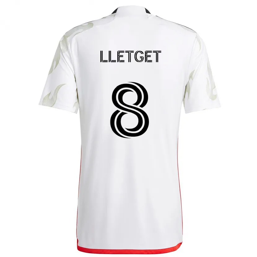 Danxen Heren Sebastian Lletget #8 Wit Rood Zwart Uitshirt Uittenue 2024/25 T-Shirt