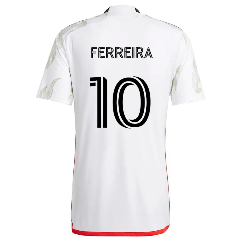 Danxen Heren Jesús Ferreira #10 Wit Rood Zwart Uitshirt Uittenue 2024/25 T-Shirt