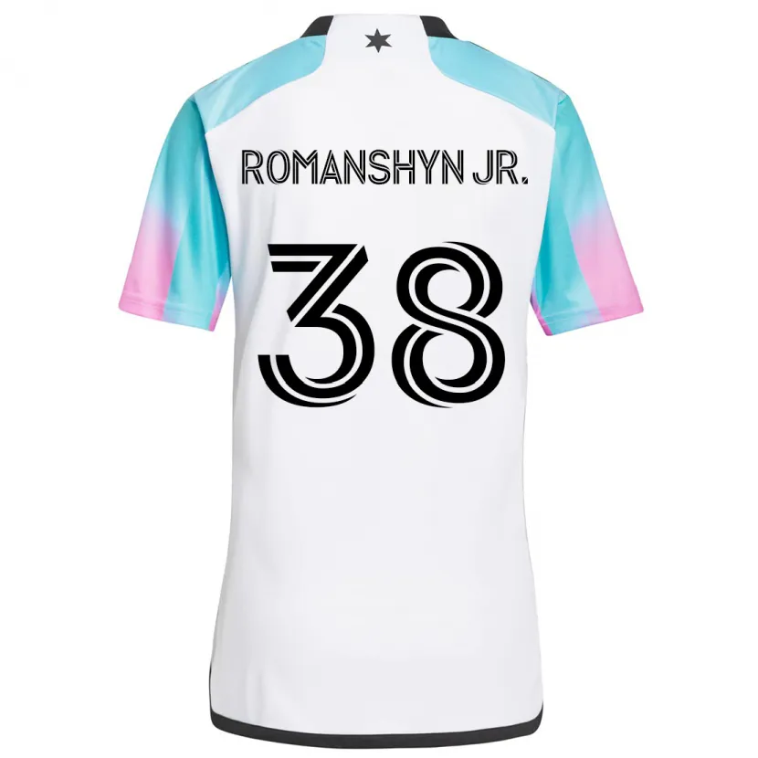 Danxen Heren Kage Romanshyn Jr. #38 Wit Blauw Zwart Uitshirt Uittenue 2024/25 T-Shirt