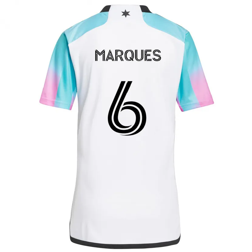 Danxen Heren Mikael Marqués #6 Wit Blauw Zwart Uitshirt Uittenue 2024/25 T-Shirt