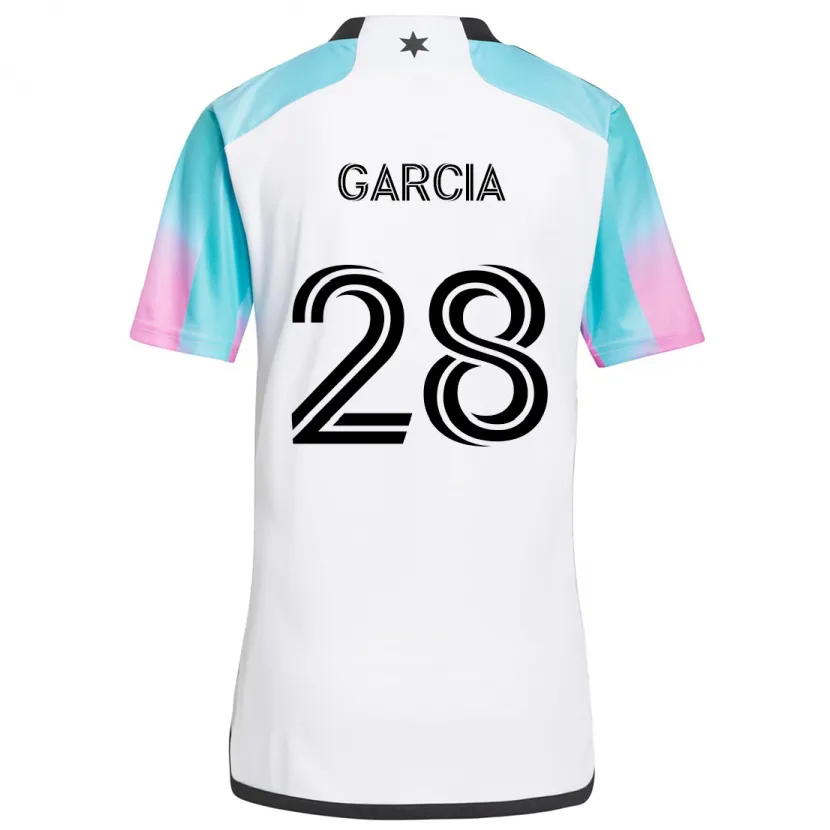 Danxen Heren Mender García #28 Wit Blauw Zwart Uitshirt Uittenue 2024/25 T-Shirt