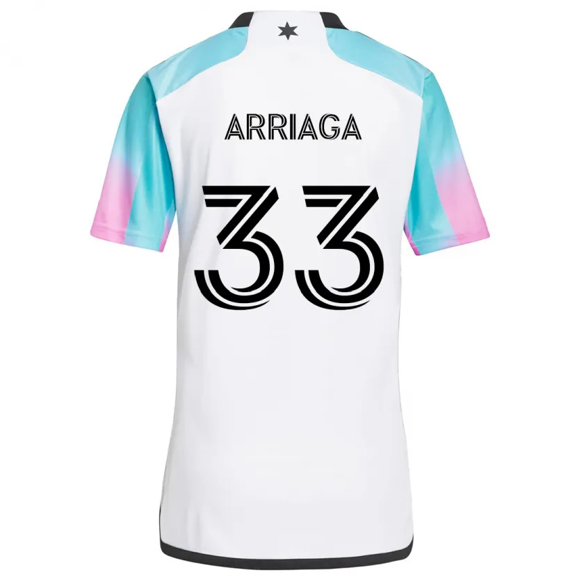 Danxen Heren Kervin Arriaga #33 Wit Blauw Zwart Uitshirt Uittenue 2024/25 T-Shirt