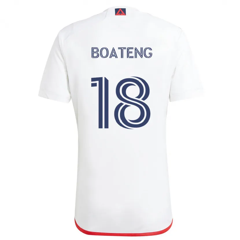 Danxen Heren Emmanuel Boateng #18 Wit Rood Uitshirt Uittenue 2024/25 T-Shirt