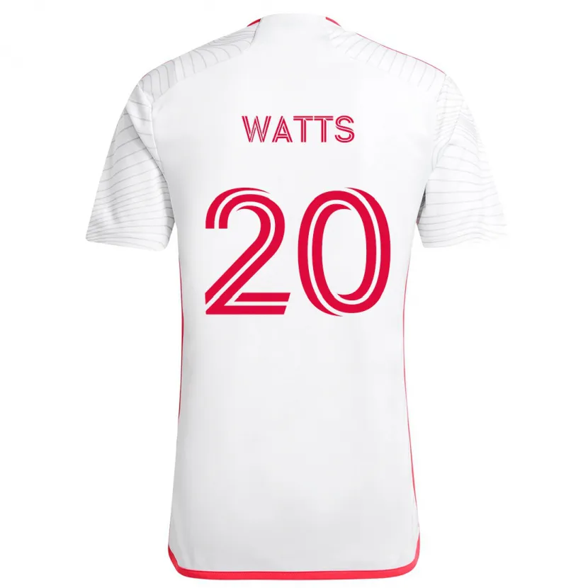 Danxen Heren Akil Watts #20 Wit Rood Uitshirt Uittenue 2024/25 T-Shirt