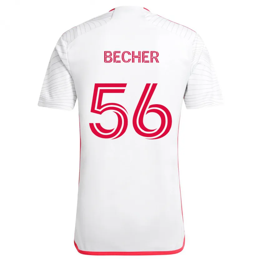 Danxen Heren Ryan Becher #56 Wit Rood Uitshirt Uittenue 2024/25 T-Shirt