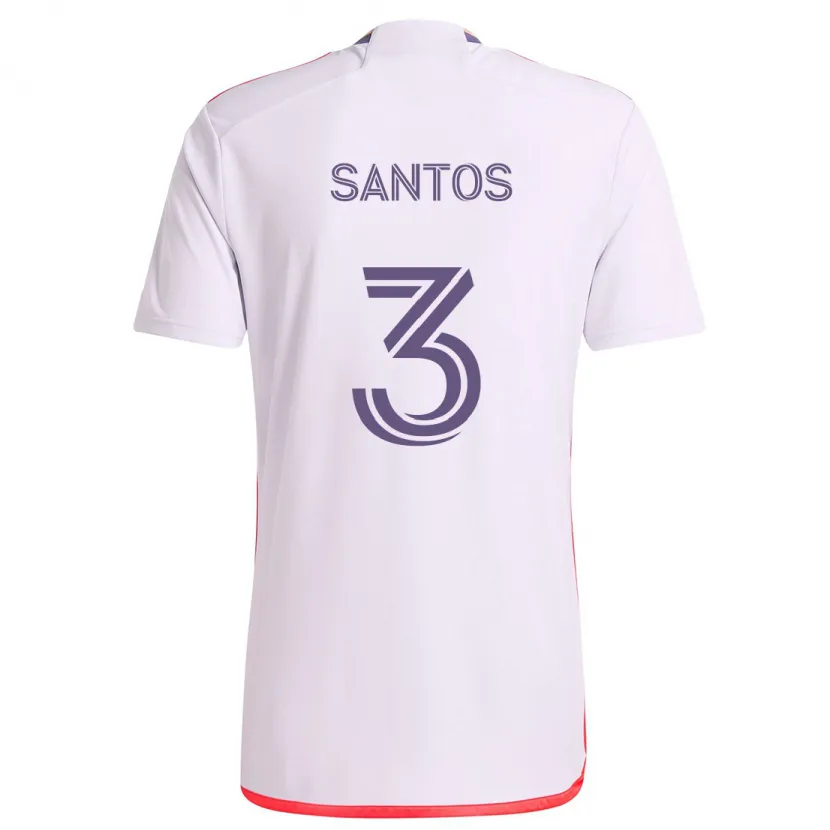 Danxen Heren Rafael Santos #3 Wit Rood Paars Uitshirt Uittenue 2024/25 T-Shirt