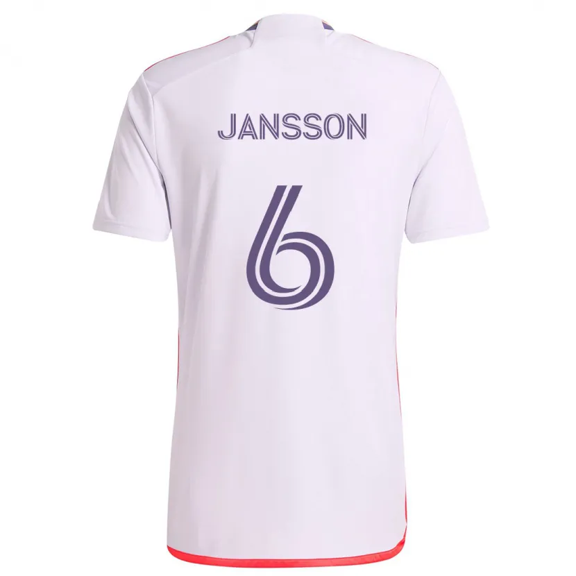 Danxen Heren Robin Jansson #6 Wit Rood Paars Uitshirt Uittenue 2024/25 T-Shirt