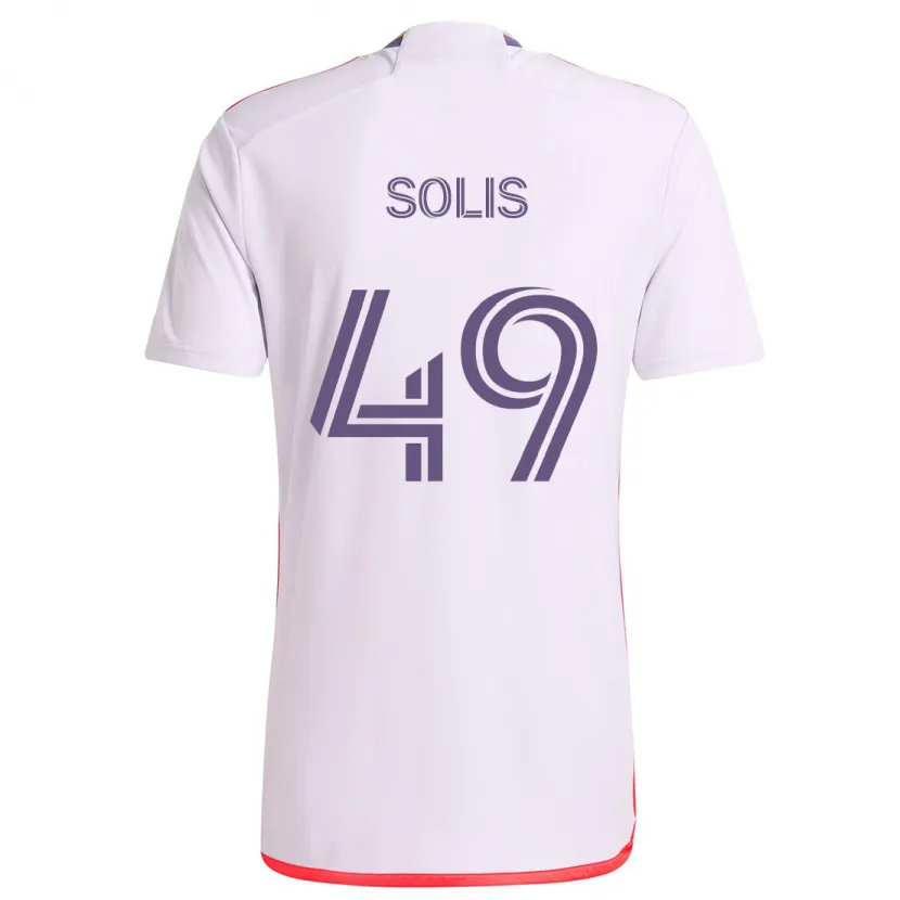 Danxen Heren Jhon Solís #49 Wit Rood Paars Uitshirt Uittenue 2024/25 T-Shirt