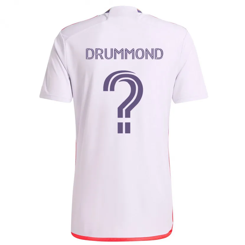 Danxen Heren Owen Drummond #0 Wit Rood Paars Uitshirt Uittenue 2024/25 T-Shirt