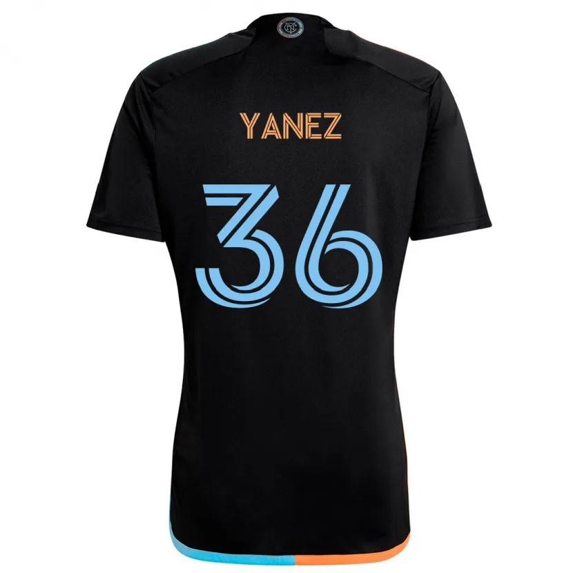 Danxen Heren Zidane Yañez #36 Zwart Oranje Blauw Uitshirt Uittenue 2024/25 T-Shirt