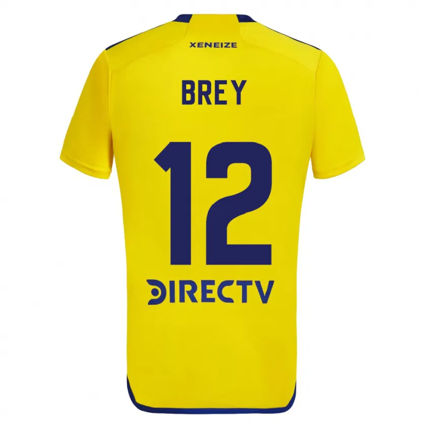 Danxen Heren Leandro Brey #12 Geel Blauw Uitshirt Uittenue 2024/25 T-Shirt