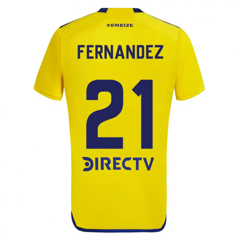 Danxen Heren Ezequiel Fernández #21 Geel Blauw Uitshirt Uittenue 2024/25 T-Shirt