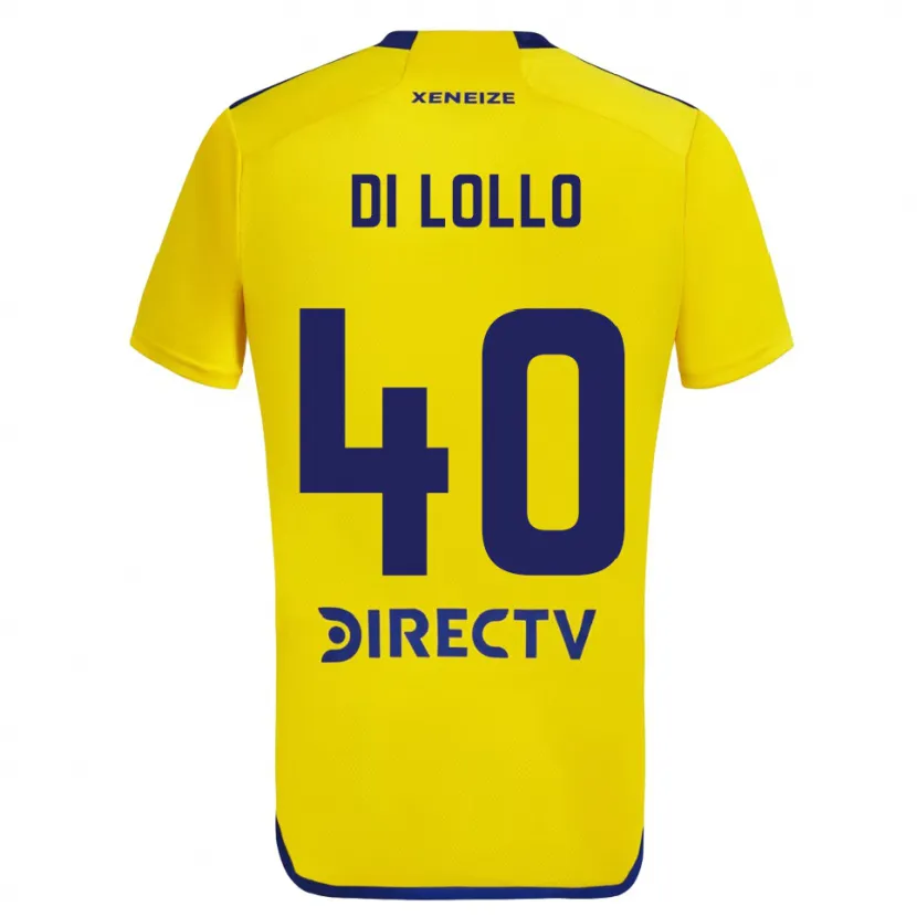 Danxen Heren Lautaro Di Lollo #40 Geel Blauw Uitshirt Uittenue 2024/25 T-Shirt