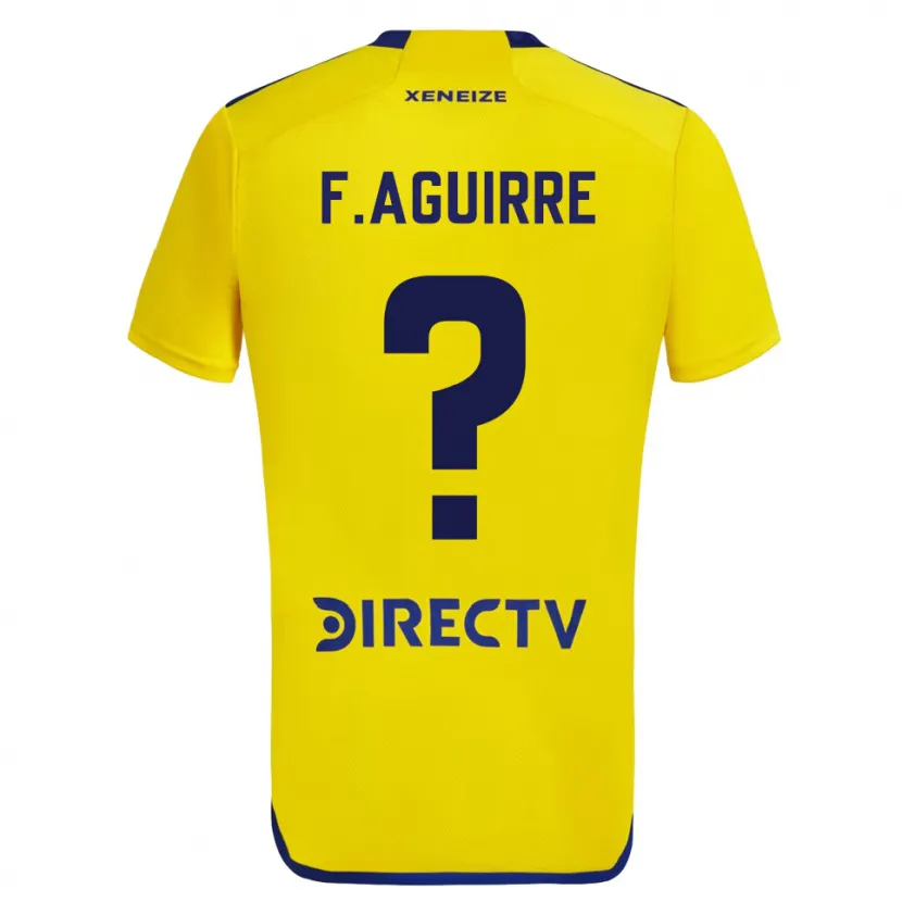 Danxen Heren Federico Aguirre #0 Geel Blauw Uitshirt Uittenue 2024/25 T-Shirt