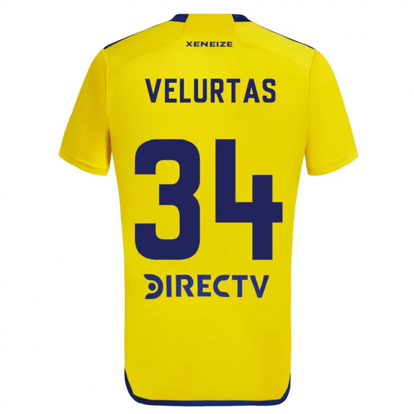 Danxen Heren Pedro Velurtas #34 Geel Blauw Uitshirt Uittenue 2024/25 T-Shirt