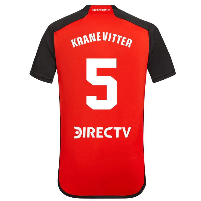 Danxen Heren Matías Kranevitter #5 Rood Zwart Wit Uitshirt Uittenue 2024/25 T-Shirt