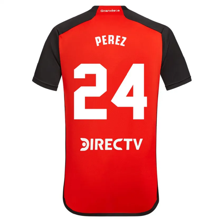 Danxen Heren Enzo Pérez #24 Rood Zwart Wit Uitshirt Uittenue 2024/25 T-Shirt