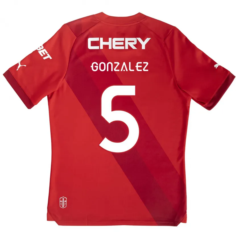 Danxen Heren Daniel González #5 Rood Wit Uitshirt Uittenue 2024/25 T-Shirt