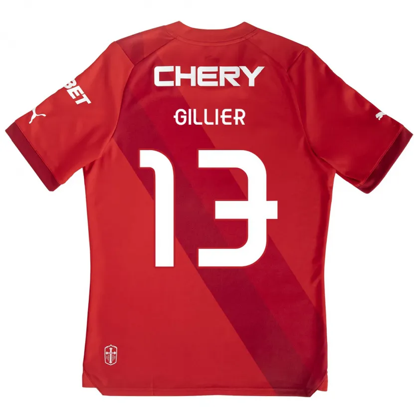 Danxen Heren Thomas Gillier #13 Rood Wit Uitshirt Uittenue 2024/25 T-Shirt