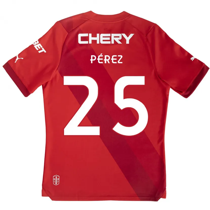 Danxen Heren Sebastián Pérez #25 Rood Wit Uitshirt Uittenue 2024/25 T-Shirt