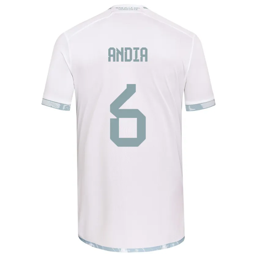 Danxen Heren Yonathan Andía #6 Wit Grijs Uitshirt Uittenue 2024/25 T-Shirt