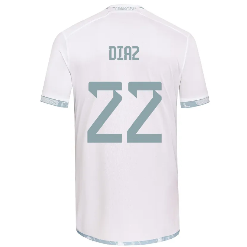 Danxen Heren Valentina Díaz #22 Wit Grijs Uitshirt Uittenue 2024/25 T-Shirt